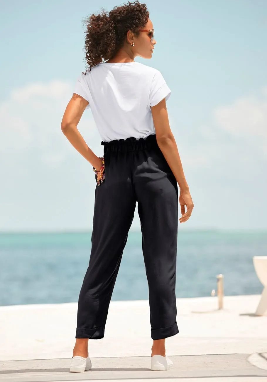 LASCANA Women's Paperbag Waist Ankle Pants