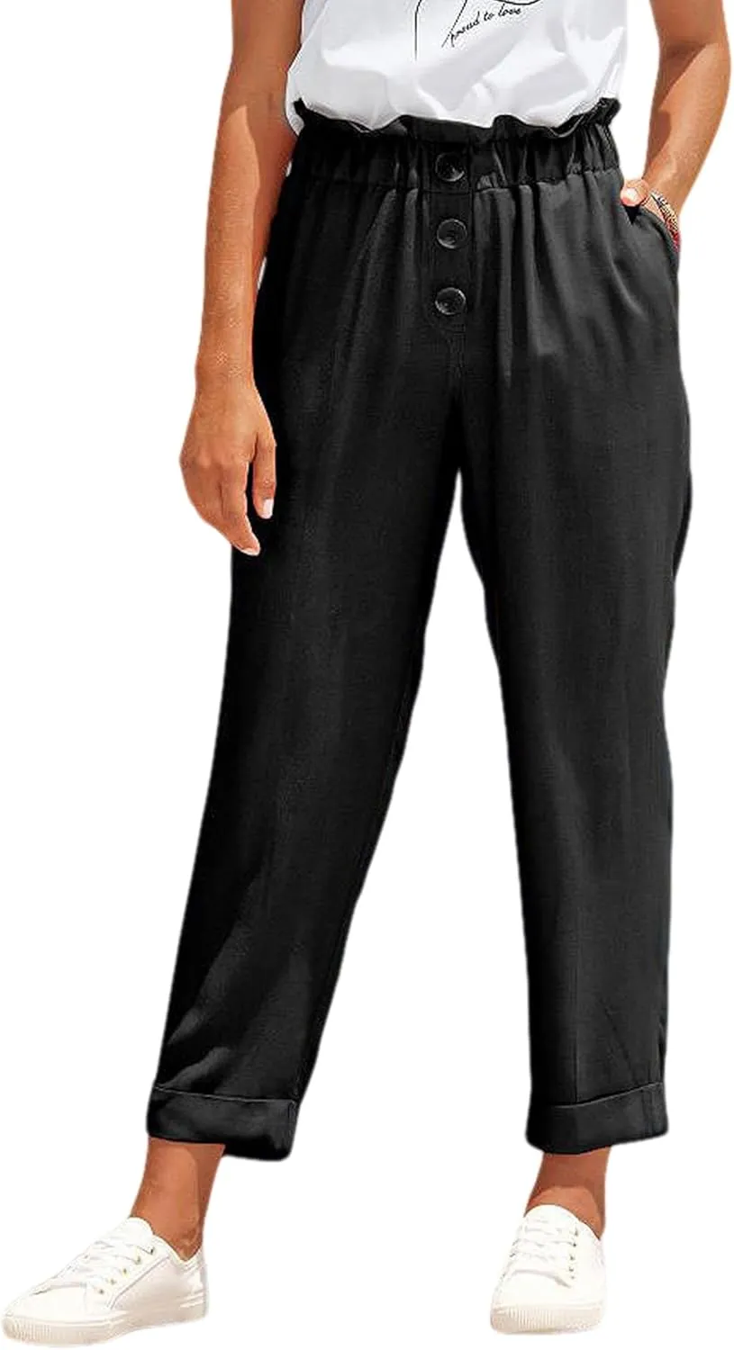 LASCANA Women's Paperbag Waist Ankle Pants