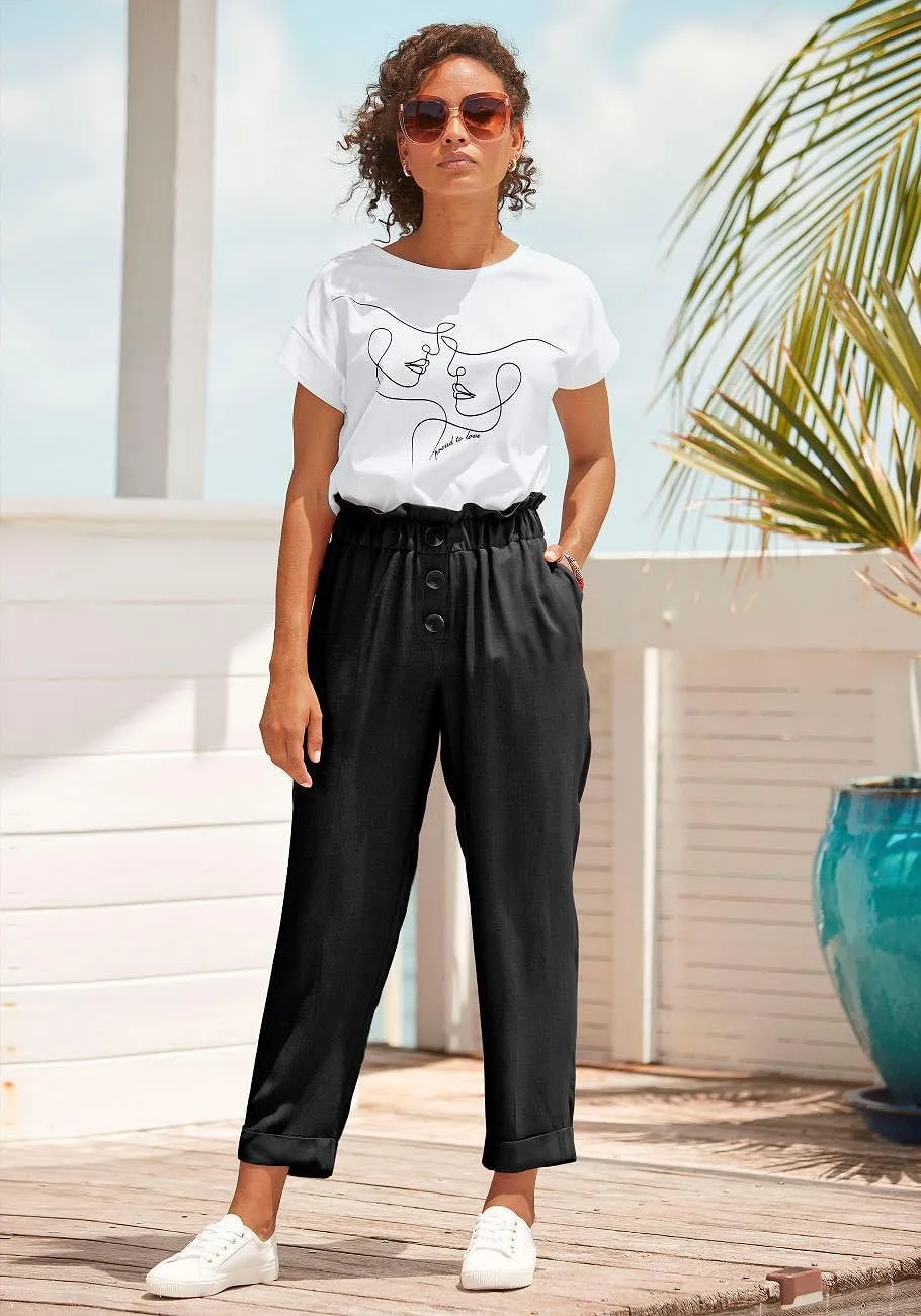 LASCANA Women's Paperbag Waist Ankle Pants