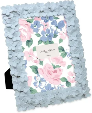 Laura Ashley 5x7 Powder Blue Flower Textured Hand-Crafted Resin Picture Frame w/Easel & Hook for Tabletop & Wall Display, Decorative Floral Design Home Décor, Photo Gallery, Art (5x7, Powder Blue)