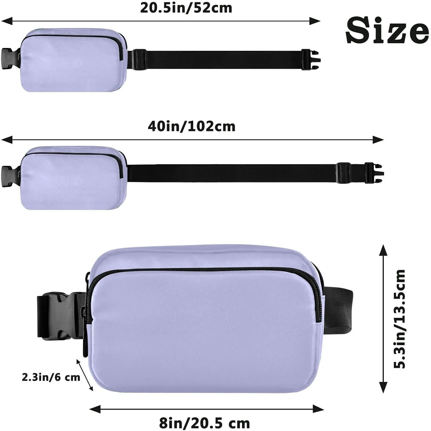 Lavender Blue Belt Bag Fashion Waist Packs Lightweight Crossbody Bags with Adjustable Strap