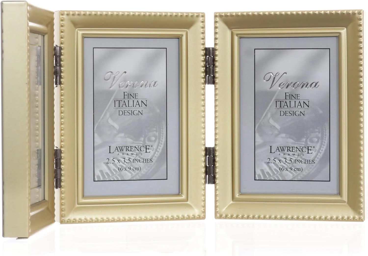 Lawrence Frames Bead Border Design, 2.5x3.5 Triple, Satin Gold.
