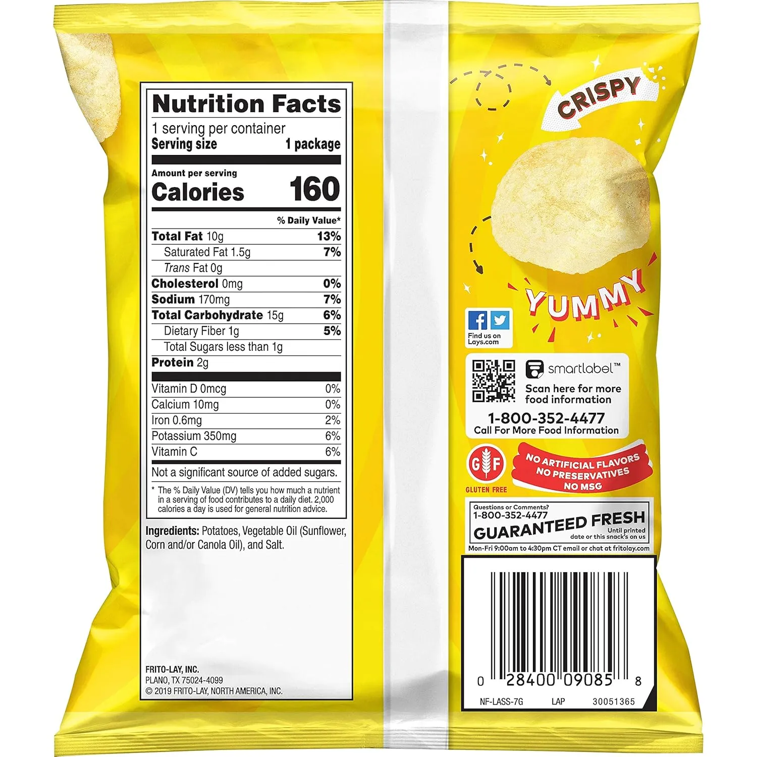 Lay's Potato Chips, Classic, 1 Ounce (Pack of 104)