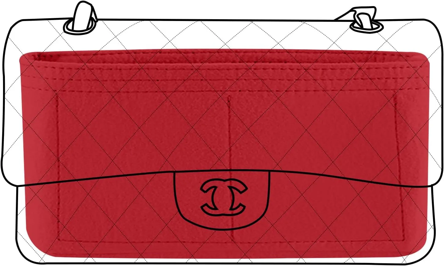 Lckaey Bag Organizer for Chanel bag Classic Flap cf jumbo bag Purse Insert - Handbag Felt Insert Y069red-mini
