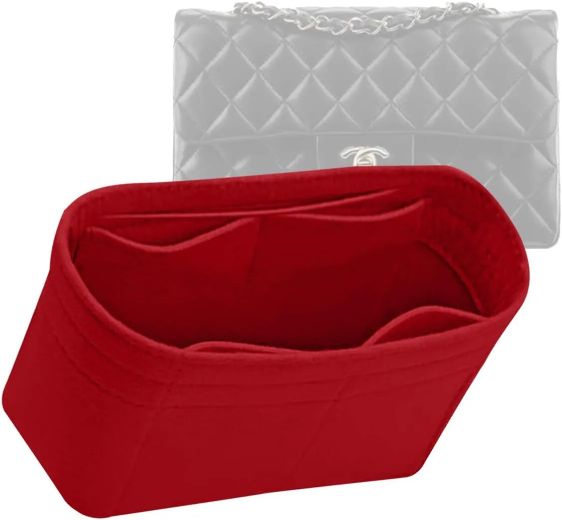 Lckaey Bag Organizer for Chanel bag Classic Flap cf jumbo bag Purse Insert - Handbag Felt Insert Y069red-mini