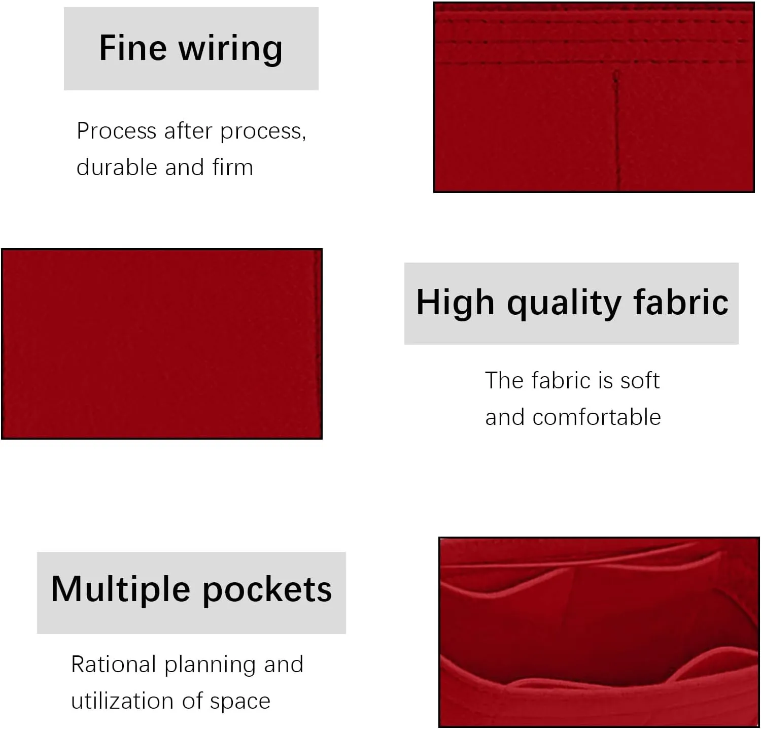 Lckaey Bag Organizer for Chanel bag Classic Flap cf jumbo bag Purse Insert - Handbag Felt Insert Y069red-mini