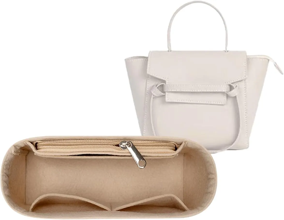 Lckaey Purse Organizer for Celine Bags, Nano Luggage Organizer, Beige-Mini