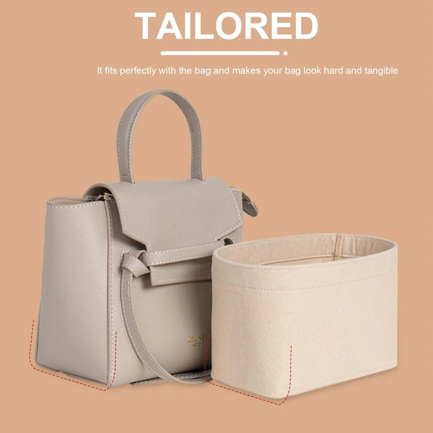 Lckaey Purse Organizer for Celine Bags, Nano Luggage Organizer, Beige-Mini