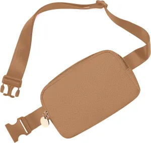 Leather Belt Bag for Women Large Crossbody Fanny Pack Stylish Everywhere Waist Bag with Adjustable Strap Brown