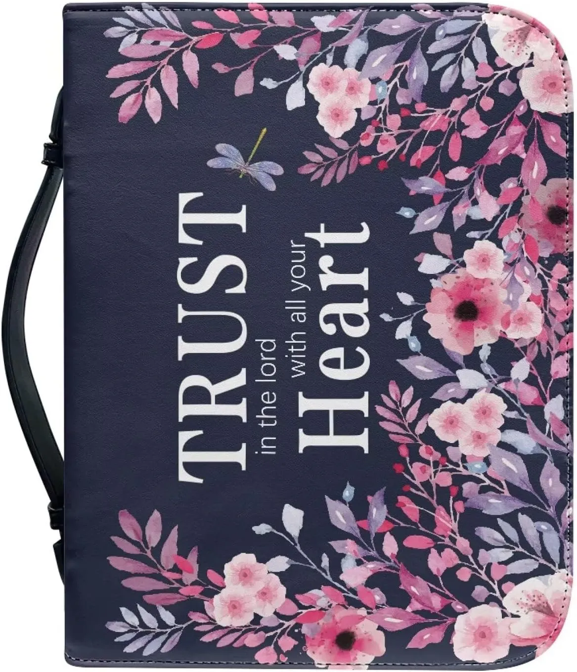 Leather Bible Covers for Women Aesthetic Floral Bible Quotes Bible Carrying Case with Handle