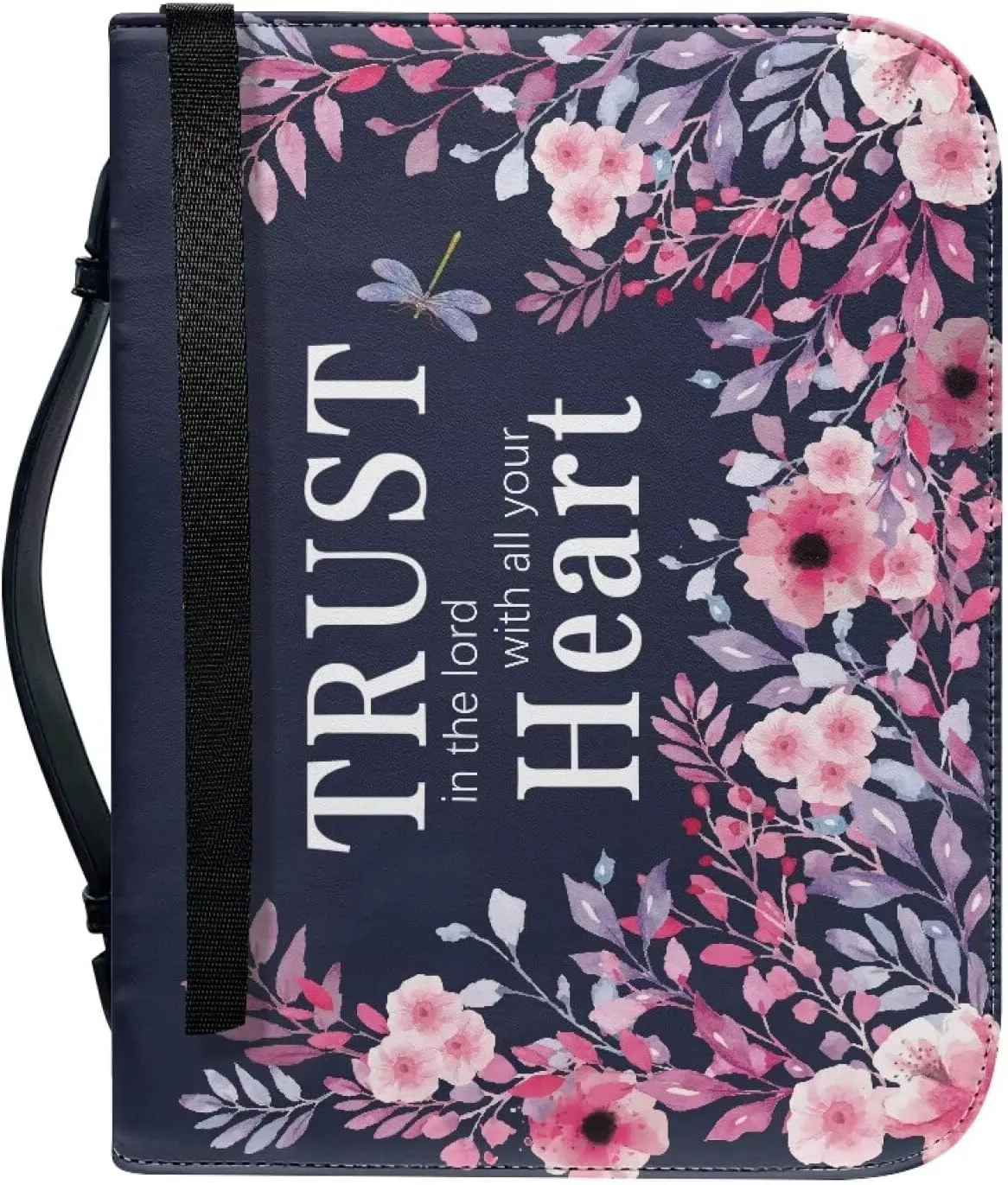 Leather Bible Covers for Women Aesthetic Floral Bible Quotes Bible Carrying Case with Handle