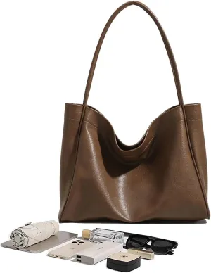 Leather Handbag Hobo Bag, Women's Soft Casual Loose Shoulder Bag, Weekend Bag Work Handbag Travel Wallet