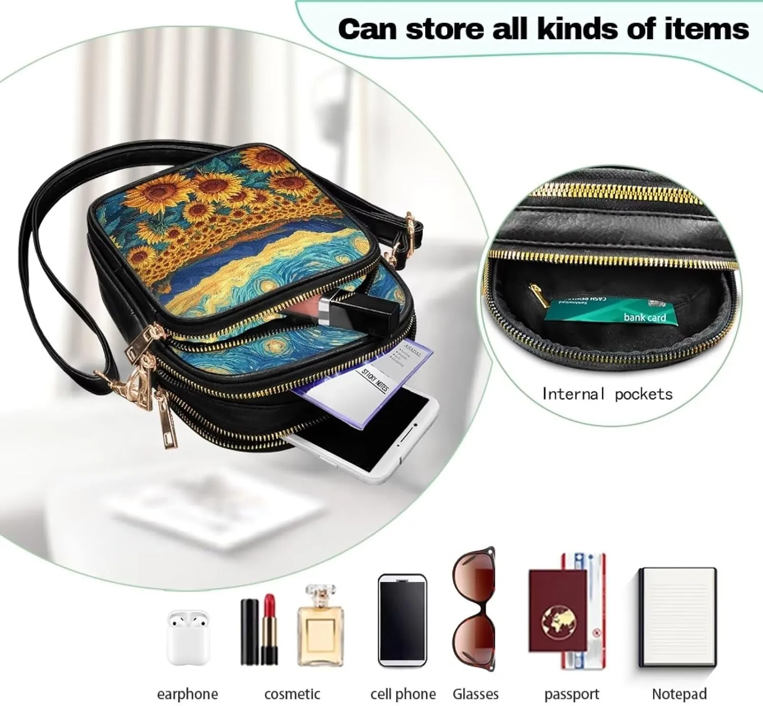 Leather Purse for Women, Leather Shoulder Crossbody Bags Sling Purses Fashion Side Belt Wallet Ladies Sling Bags