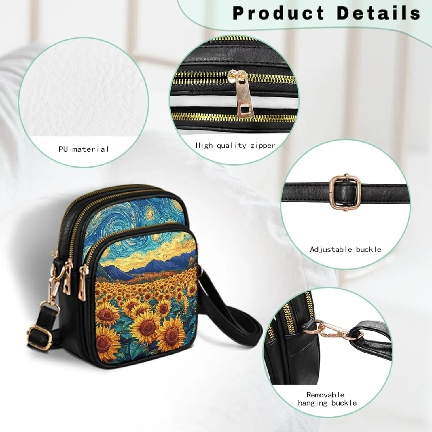 Leather Purse for Women, Leather Shoulder Crossbody Bags Sling Purses Fashion Side Belt Wallet Ladies Sling Bags