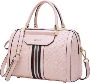 Leather Satchel Bags Shoulder Purse: Trendy Top Handle Bags for Women - Elegant Handbags Barrel Purse