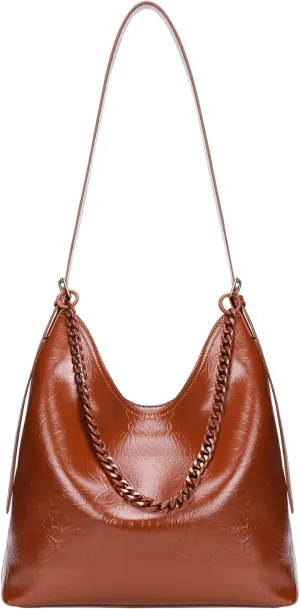 Leather Tote Bag for Women, Hobo Bags Large Capacity Shoulder Handbag Slouchy Tote Purses with 2 Adjustable Straps