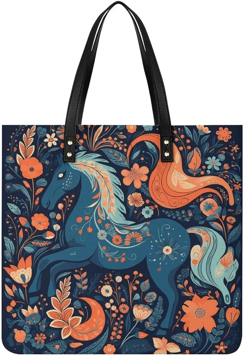 Leather Tote Shoulder Handbag Playful Pony Tote Bag for Woman Shopping Bags for Work Travel