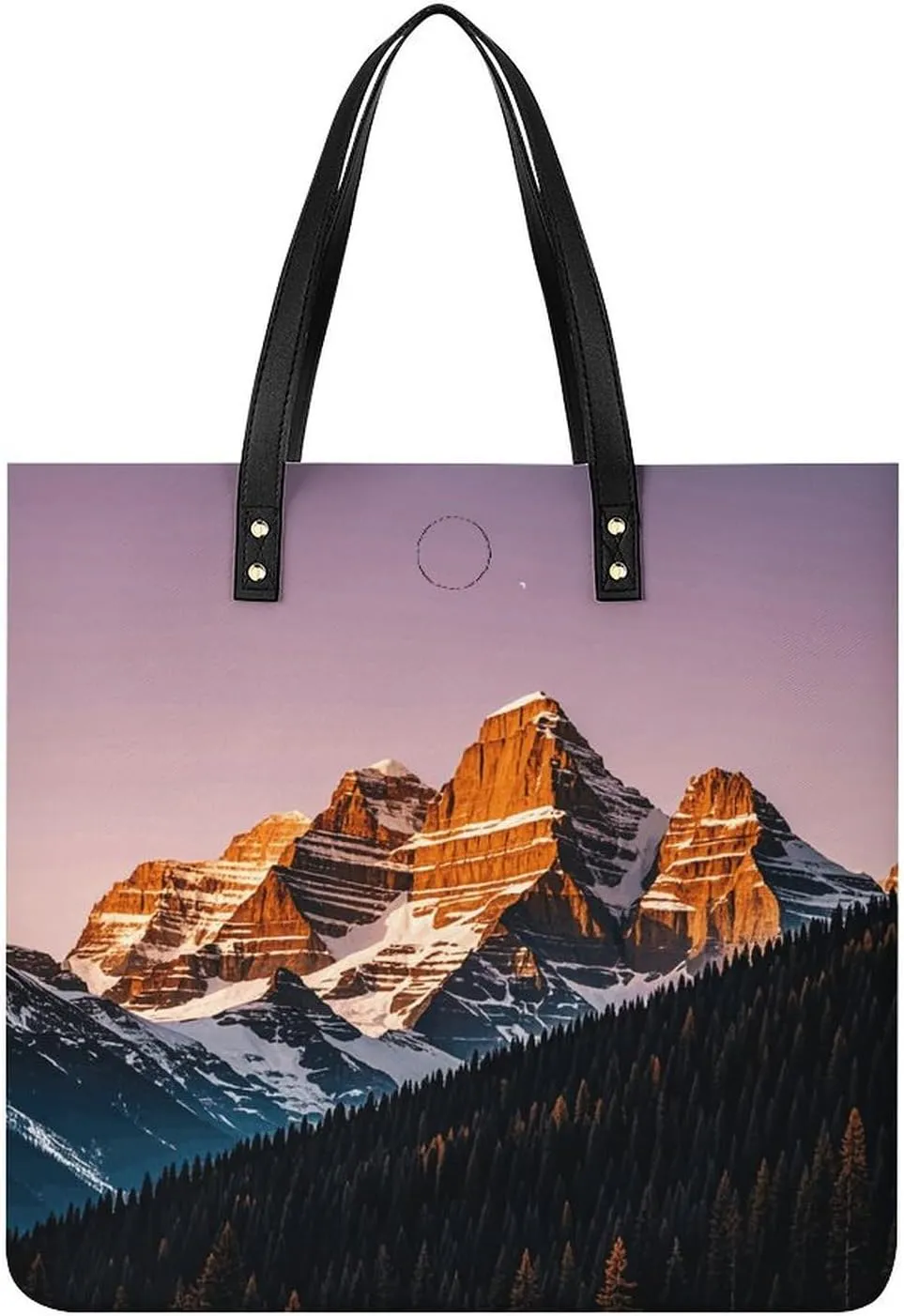 Leather Tote Shoulder Handbag Rocky Mountains Tote Bag for Woman Shopping Bags for Work Travel