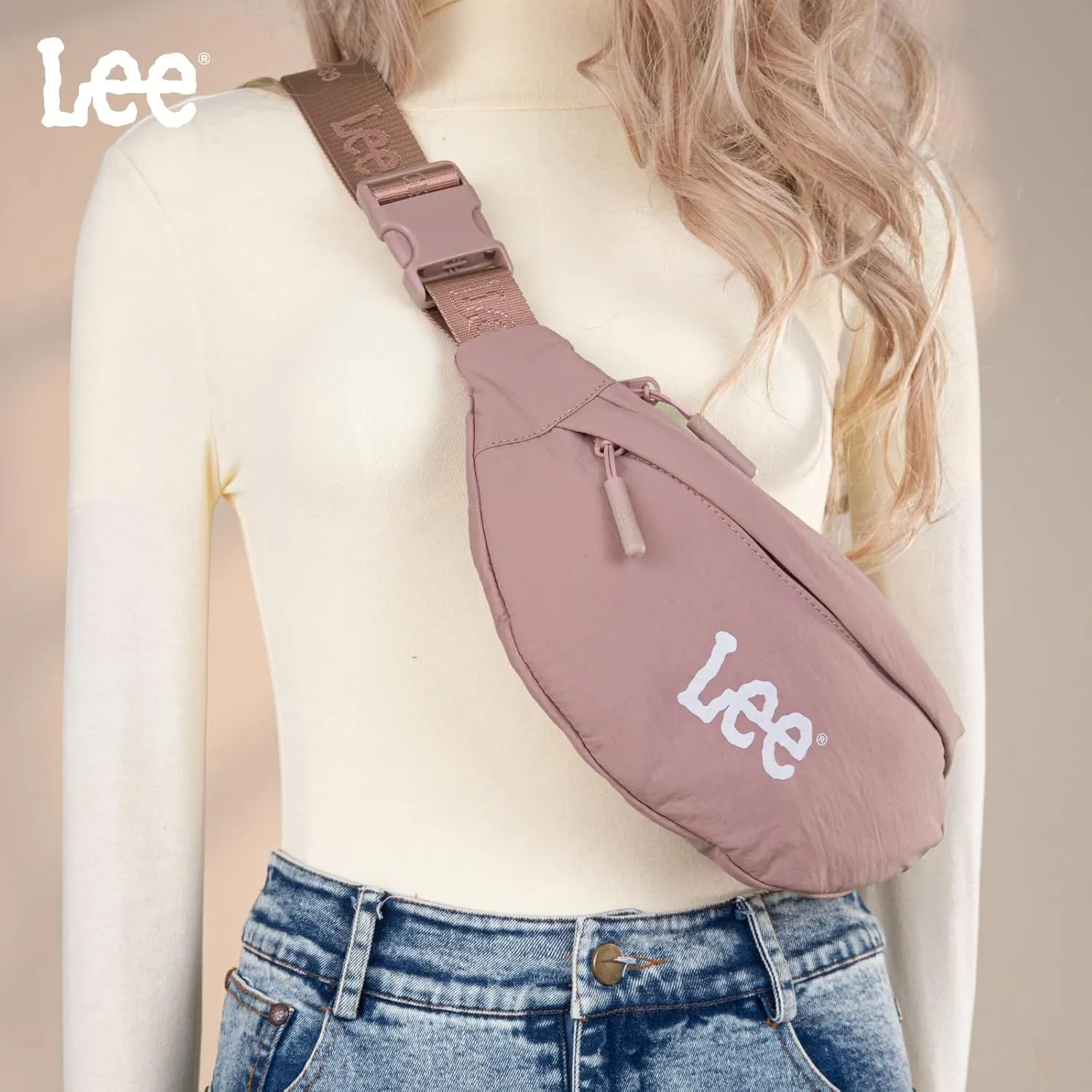 Lee Fanny Packs for Women Water-Resistant Crossbody Bag Lightweight Waist Pack for Travel & Everyday Use, Dark Pink