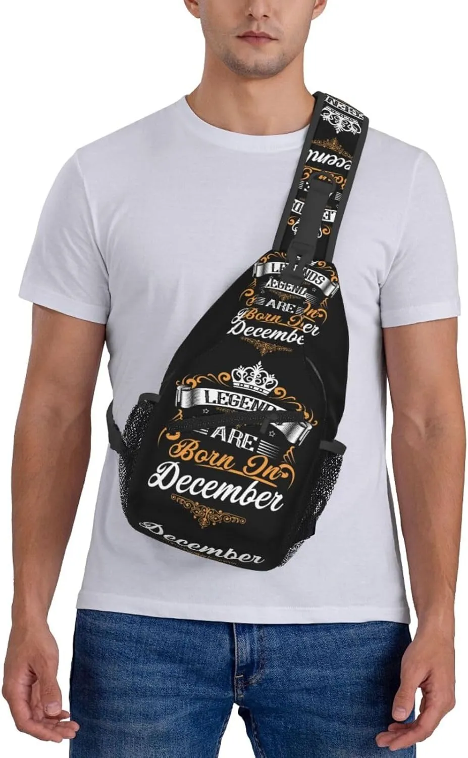 Legends Are Born In December Crown Crossbody Bag Cross Chest Bag Adjustable Sling Backpack Sports Gym Shoulder Bags Travel Cycling Daypack Diagonally Casual Rucksack