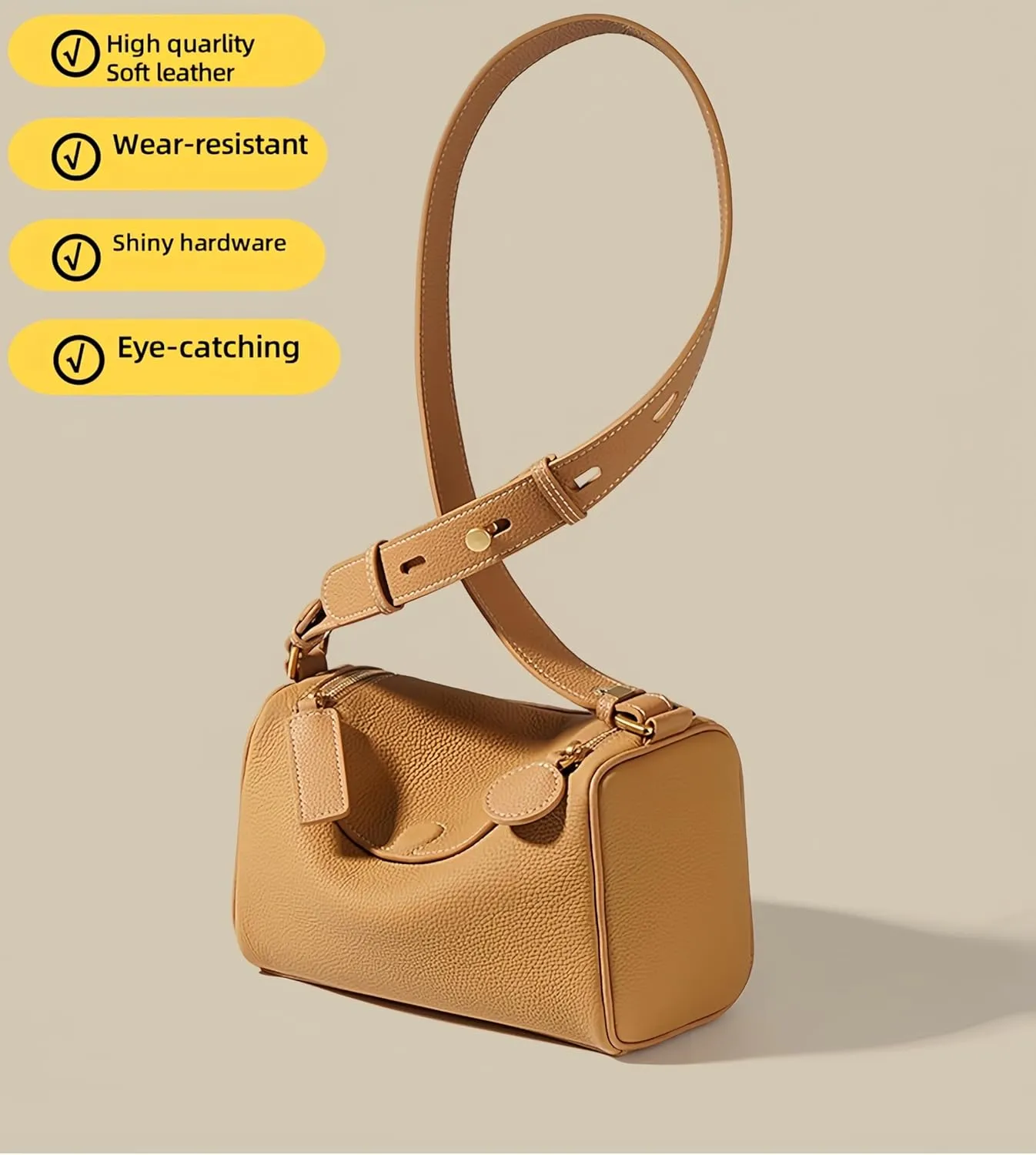 LeGeng Women's cowhide pillow bag, shoulder, crossbody, versatile, simple Boston Wrap underarm Hobo Bag with Adjustable Strap