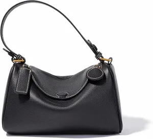 LeGeng Women's cowhide pillow bag, shoulder, crossbody, versatile, simple Boston Wrap underarm Hobo Bag with Adjustable Strap