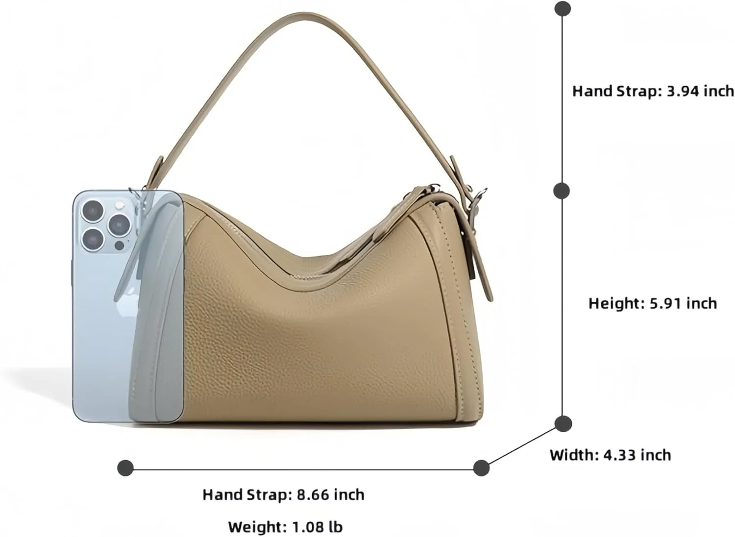 LeGeng Women's cowhide pillow bag, shoulder, crossbody, versatile, simple Boston Wrap underarm Hobo Bag with Adjustable Strap