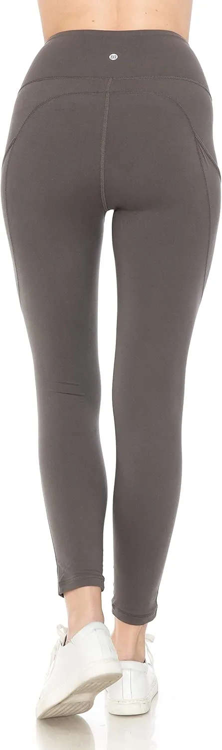 Leggings Depot Women's High Waisted Reflective Yoga Pants with Pockets Athletic Leggings