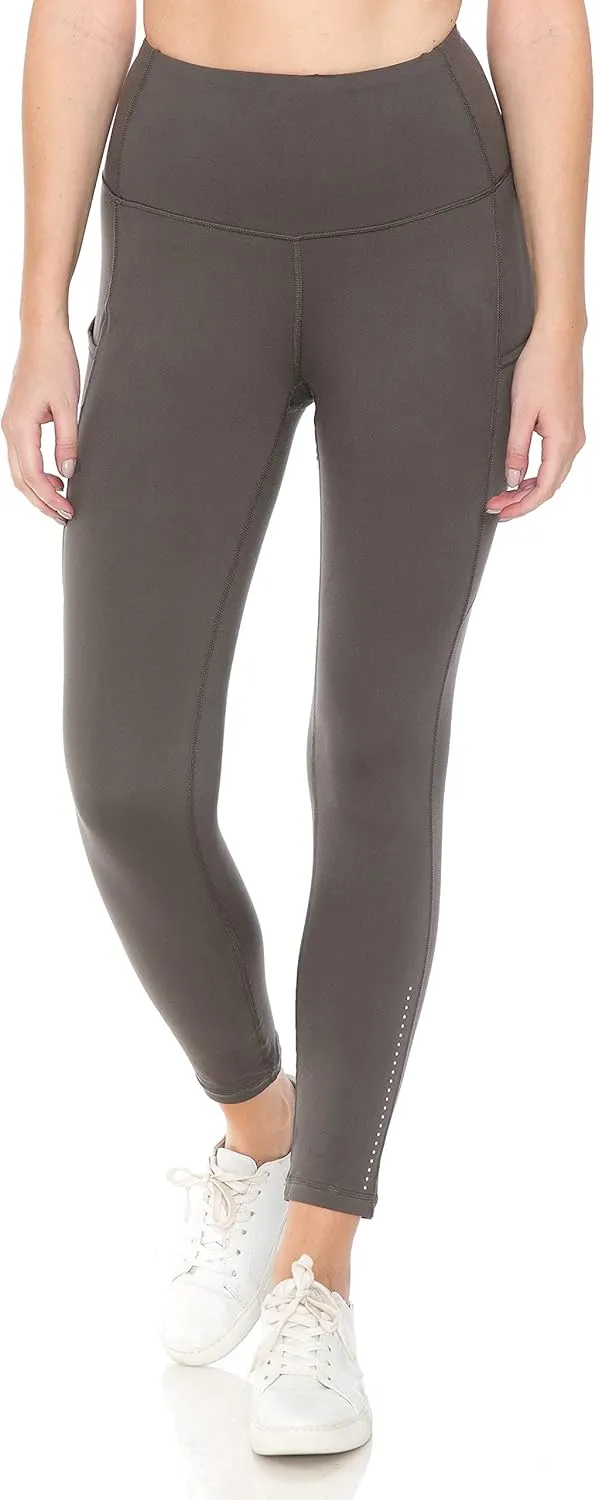 Leggings Depot Women's High Waisted Reflective Yoga Pants with Pockets Athletic Leggings