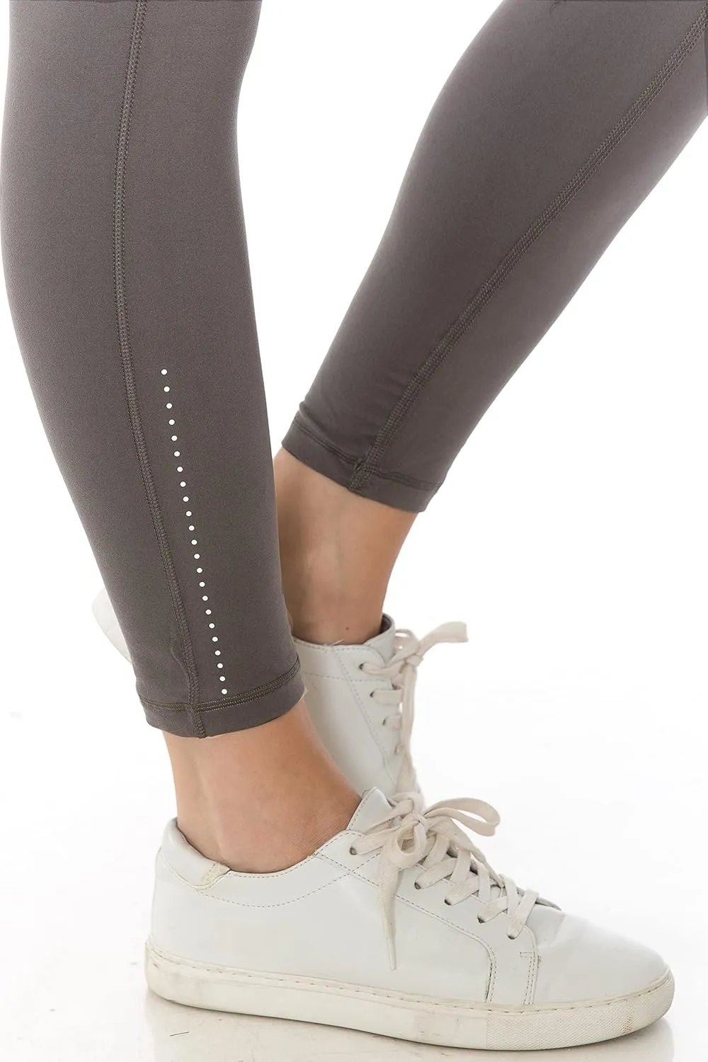 Leggings Depot Women's High Waisted Reflective Yoga Pants with Pockets Athletic Leggings