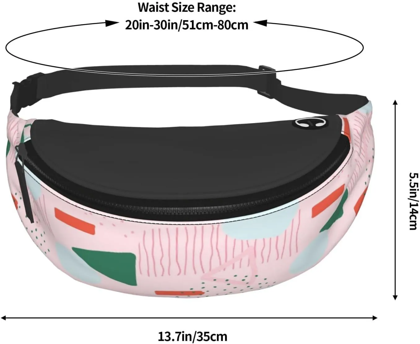Leisure Sports Crossbody Bag Running Casual Hands-Free Wallets Waist Pack for Man Woman Father's Day for Dad Pink Abstract