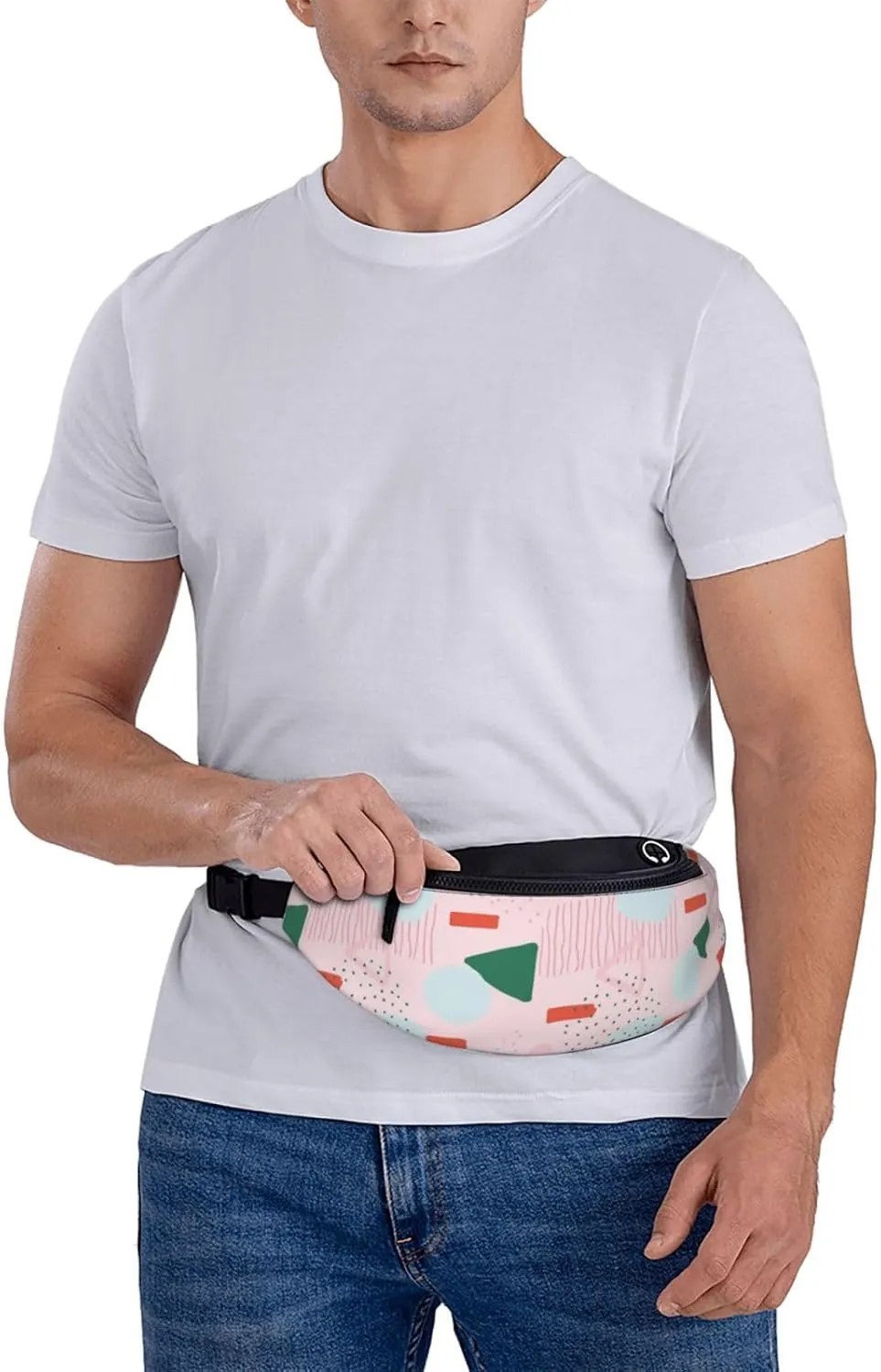 Leisure Sports Crossbody Bag Running Casual Hands-Free Wallets Waist Pack for Man Woman Father's Day for Dad Pink Abstract