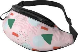 Leisure Sports Crossbody Bag Running Casual Hands-Free Wallets Waist Pack for Man Woman Father's Day for Dad Pink Abstract