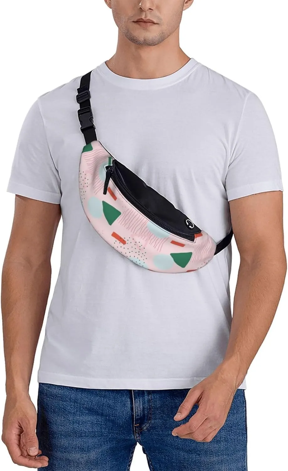 Leisure Sports Crossbody Bag Running Casual Hands-Free Wallets Waist Pack for Man Woman Father's Day for Dad Pink Abstract