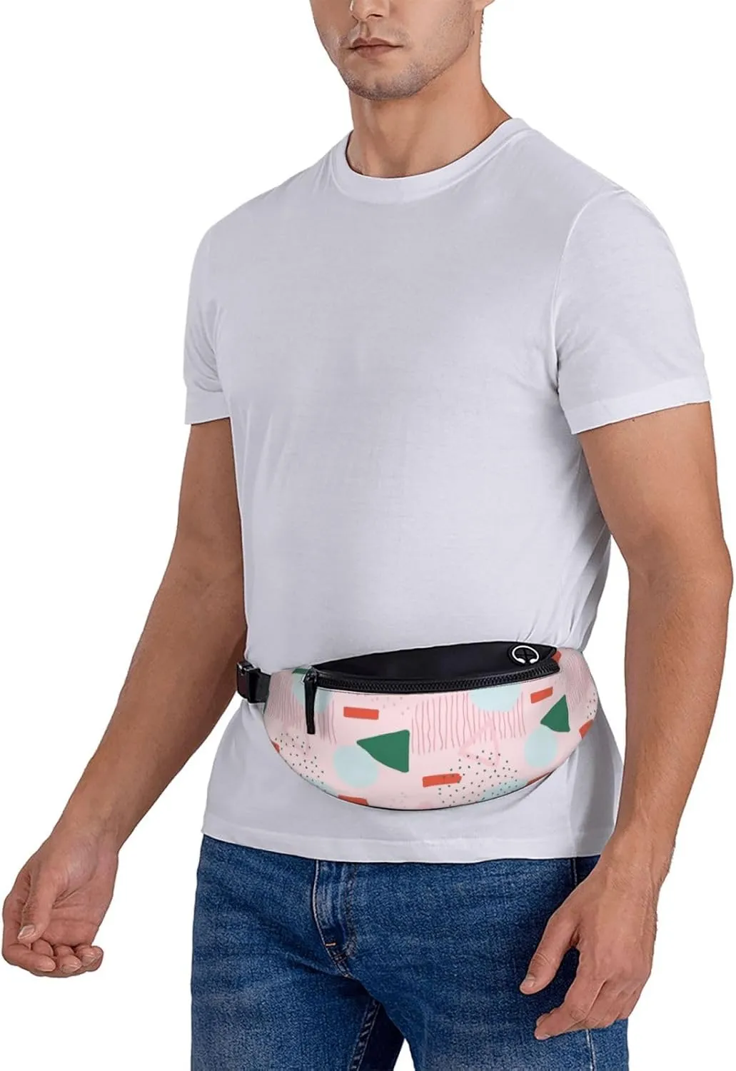 Leisure Sports Crossbody Bag Running Casual Hands-Free Wallets Waist Pack for Man Woman Father's Day for Dad Pink Abstract
