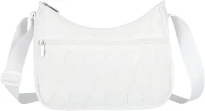 LeSportsac Braided Deboss White Classic Hobo Crossbody Bag   Cosmetic Bag, Style 7520/Color E841, Crisp White Interpretative Braid Design, Debossed Textured Specialty Pattern Celebrates Optimism