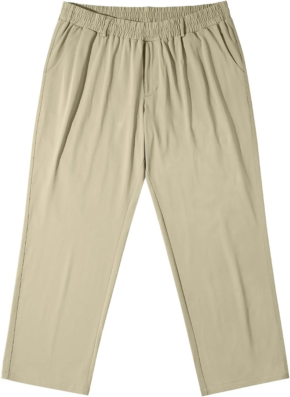 LETAOTAO Mens Big and Tall Full Elastic Waist Pants Stretch Slacks with Zipper Fly and Pockets