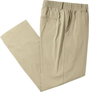 LETAOTAO Mens Big and Tall Full Elastic Waist Pants Stretch Slacks with Zipper Fly and Pockets