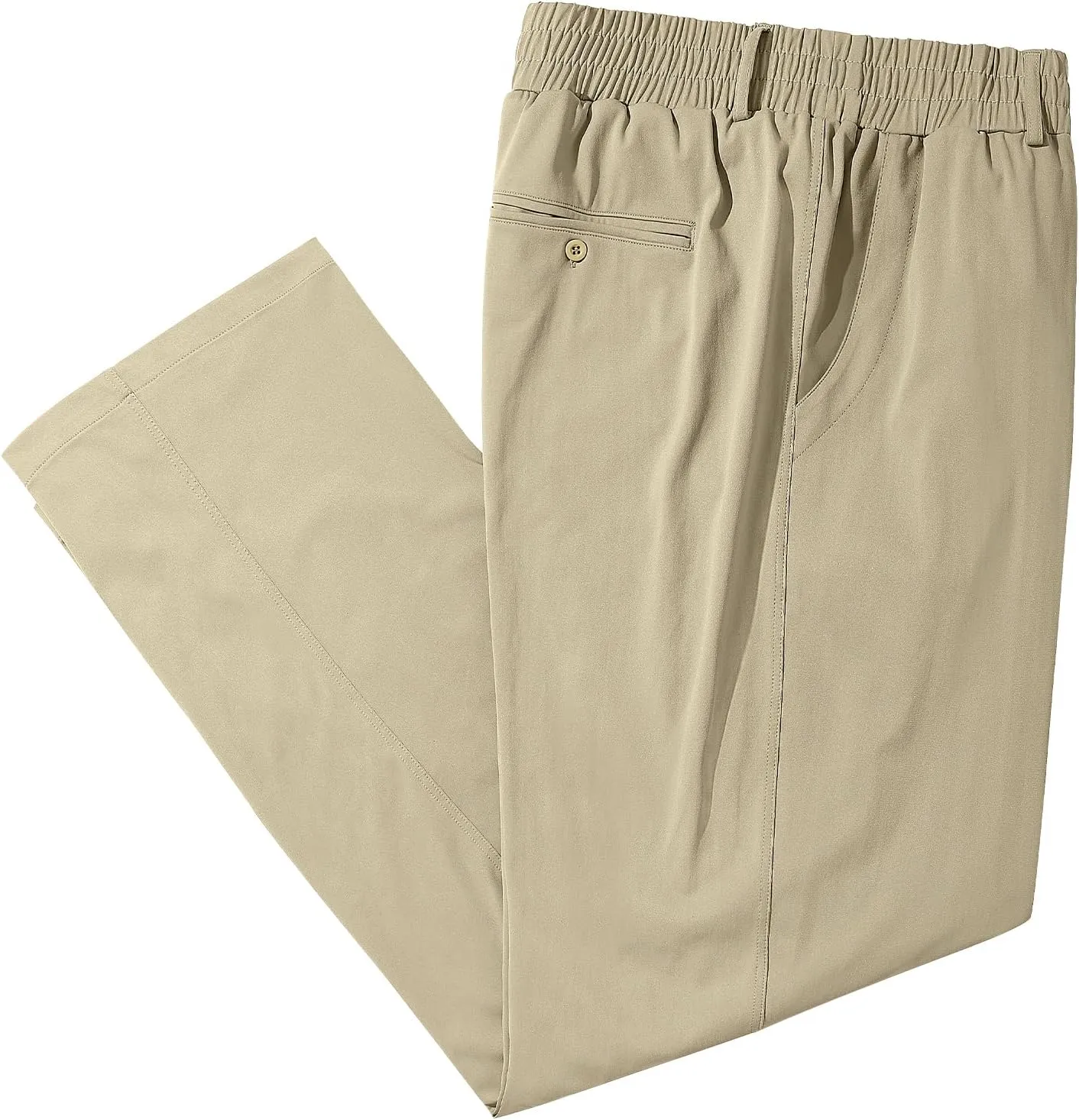 LETAOTAO Mens Big and Tall Full Elastic Waist Pants Stretch Slacks with Zipper Fly and Pockets