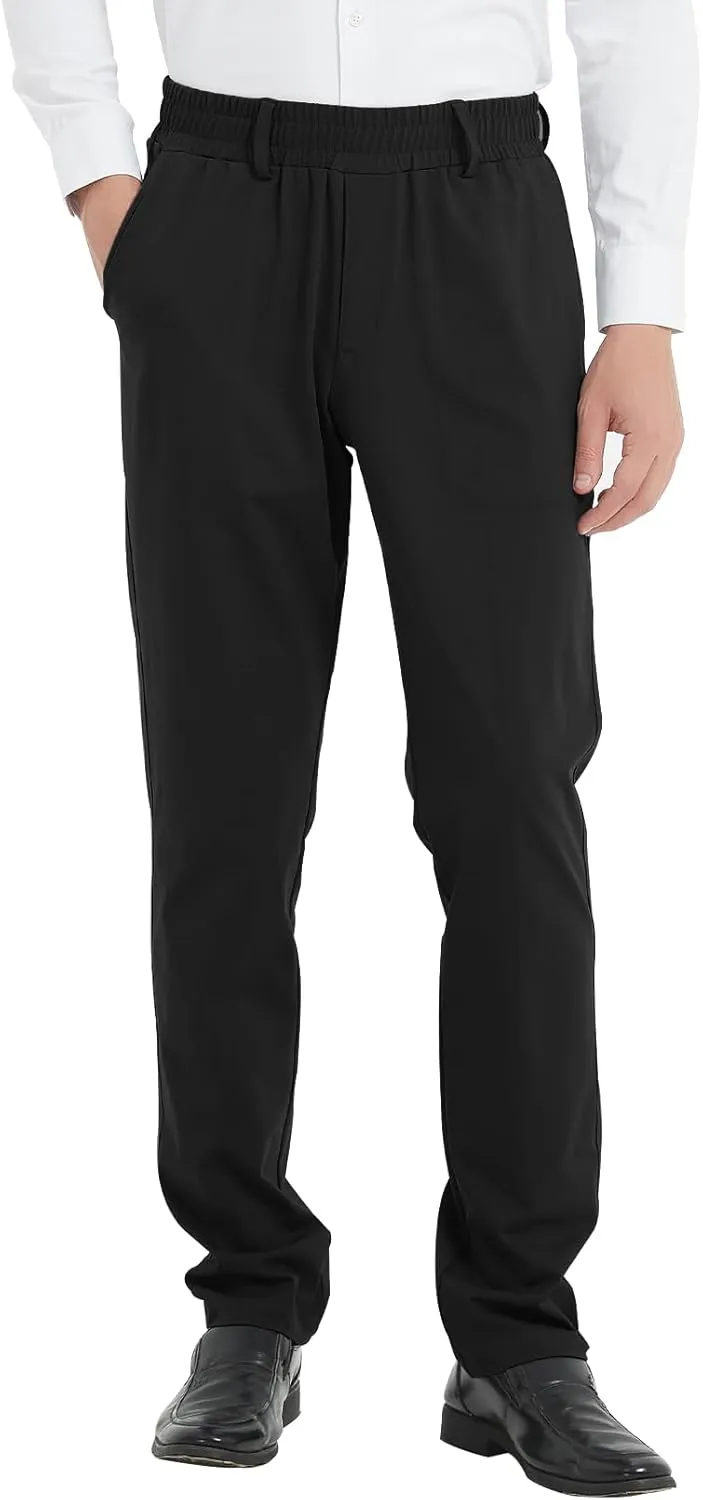 LETAOTAO Mens Elastic Waist Pants for Seniors High Stretch Expandable Waist Slaks for Elderly with Magnet Button