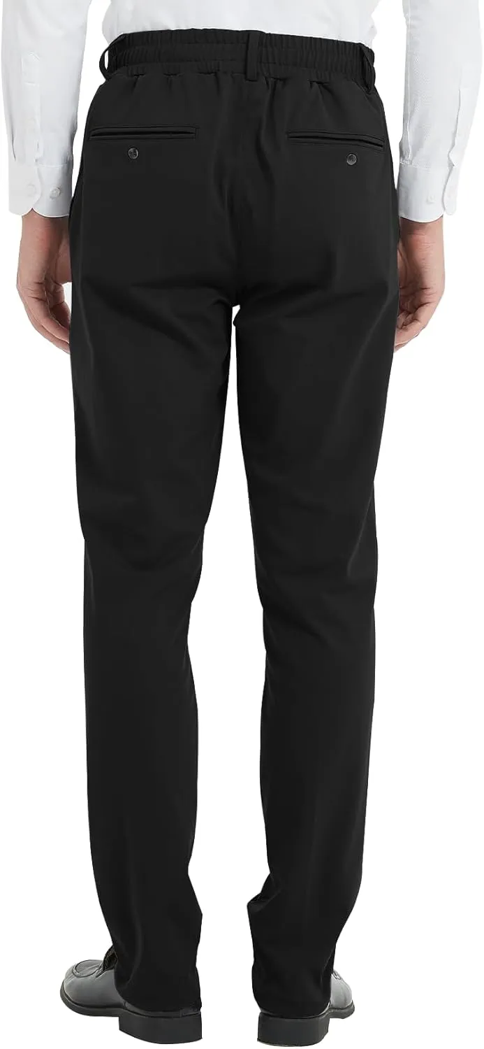LETAOTAO Mens Elastic Waist Pants for Seniors High Stretch Expandable Waist Slaks for Elderly with Magnet Button