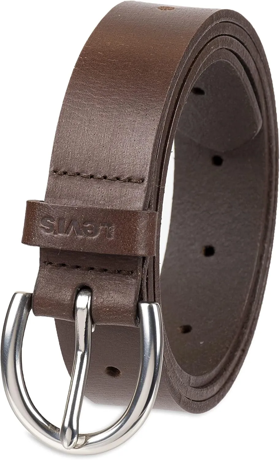 Levi's Women's Skinny Fully Adjustable Perforated Leather Jean Belt with Round Harness Buckle (Regular and Plus Sizes)