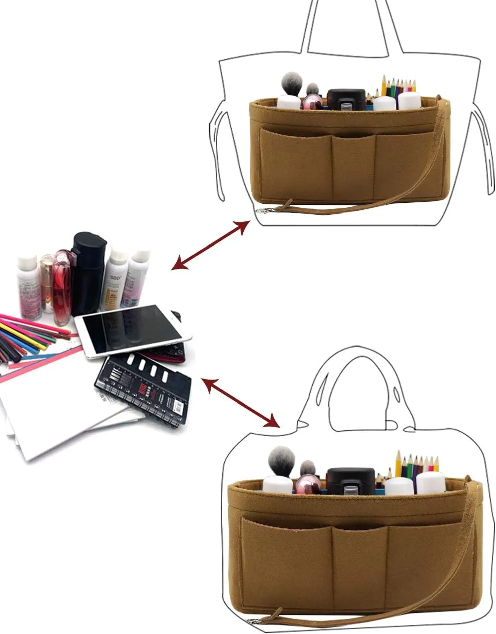 LEXSION Felt Insert Bag Organizer Bag In Bag For Handbag Purse Organizer Fits Speedy Neverful