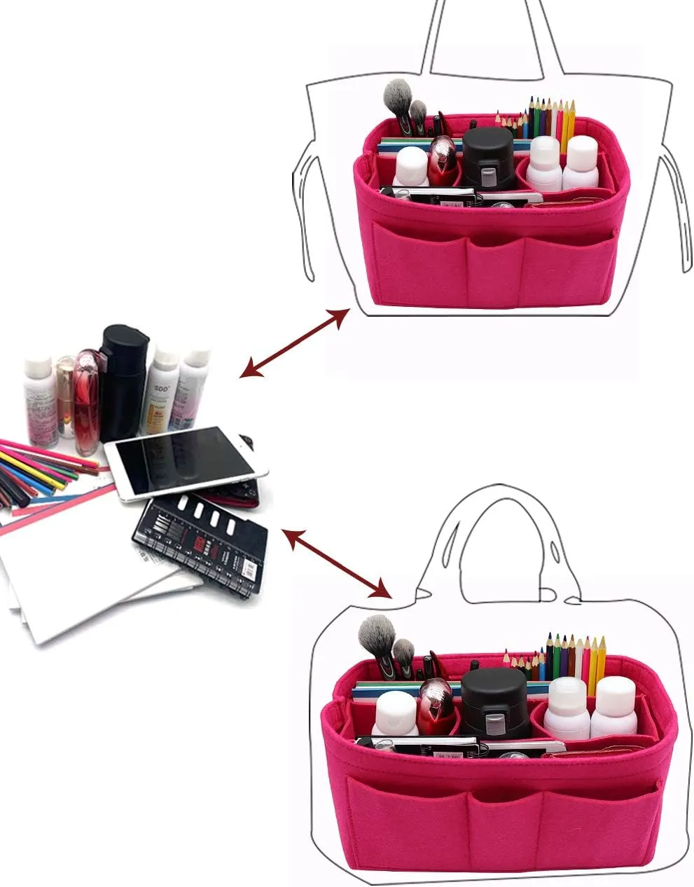 LEXSION Felt Insert Bag Organizer Bag In Bag For Handbag Purse Organizer Fits Speedy Neverful