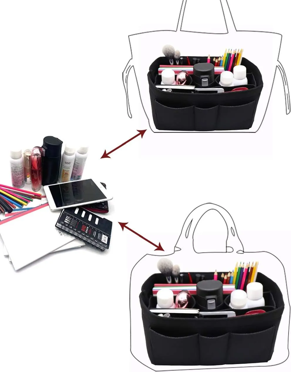 LEXSION Felt Insert Bag Organizer Bag In Bag For Handbag Purse Organizer Fits Speedy Neverful