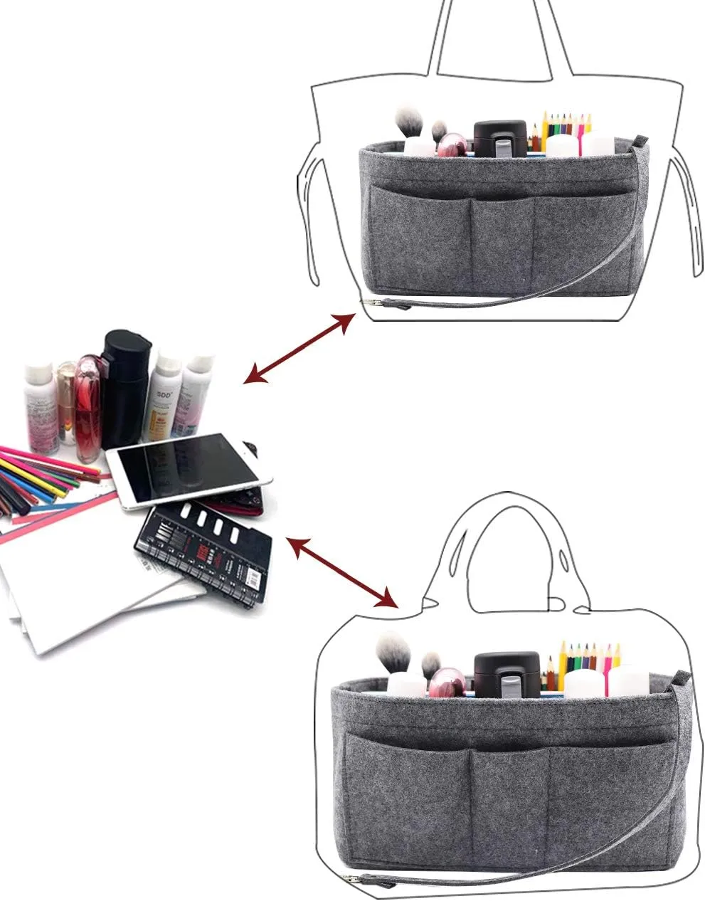 LEXSION Felt Insert Bag Organizer Bag In Bag For Handbag Purse Organizer Fits Speedy Neverful