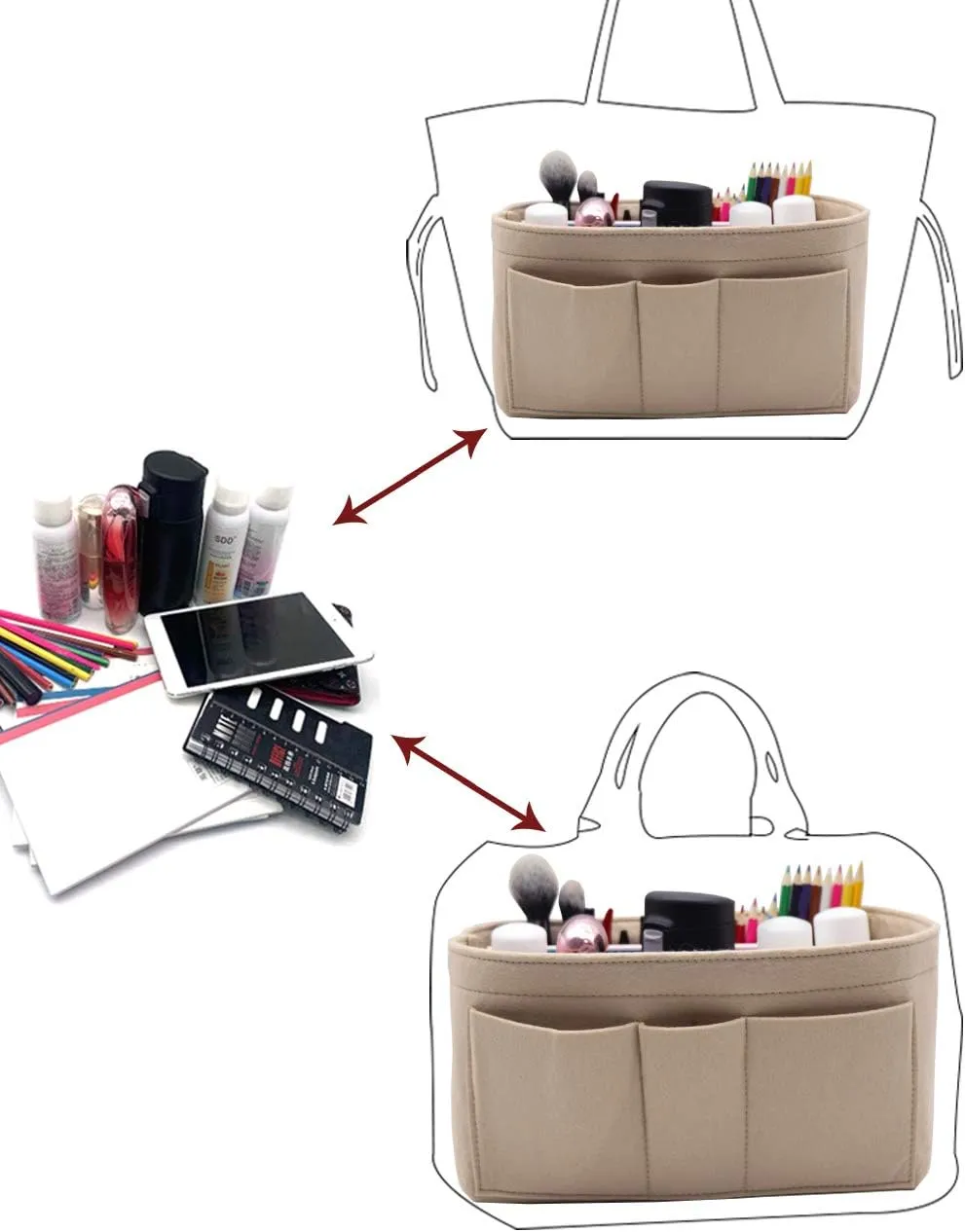LEXSION Felt Insert Bag Organizer Bag In Bag For Handbag Purse Organizer Fits Speedy Neverful