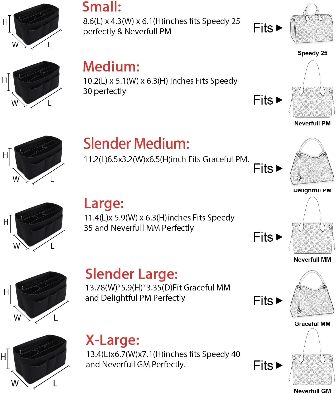 LEXSION Felt Insert Bag Organizer Bag In Bag For Handbag Purse Organizer Fits Speedy Neverful