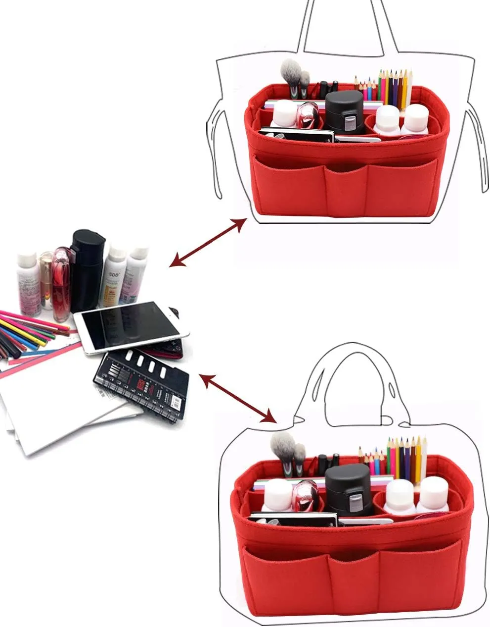 LEXSION Felt Insert Bag Organizer Bag In Bag For Handbag Purse Organizer Fits Speedy Neverful