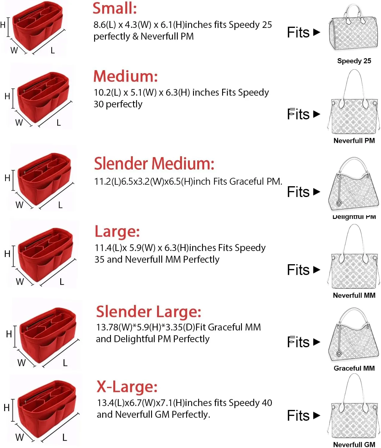 LEXSION Felt Insert Bag Organizer Bag In Bag For Handbag Purse Organizer Fits Speedy Neverful